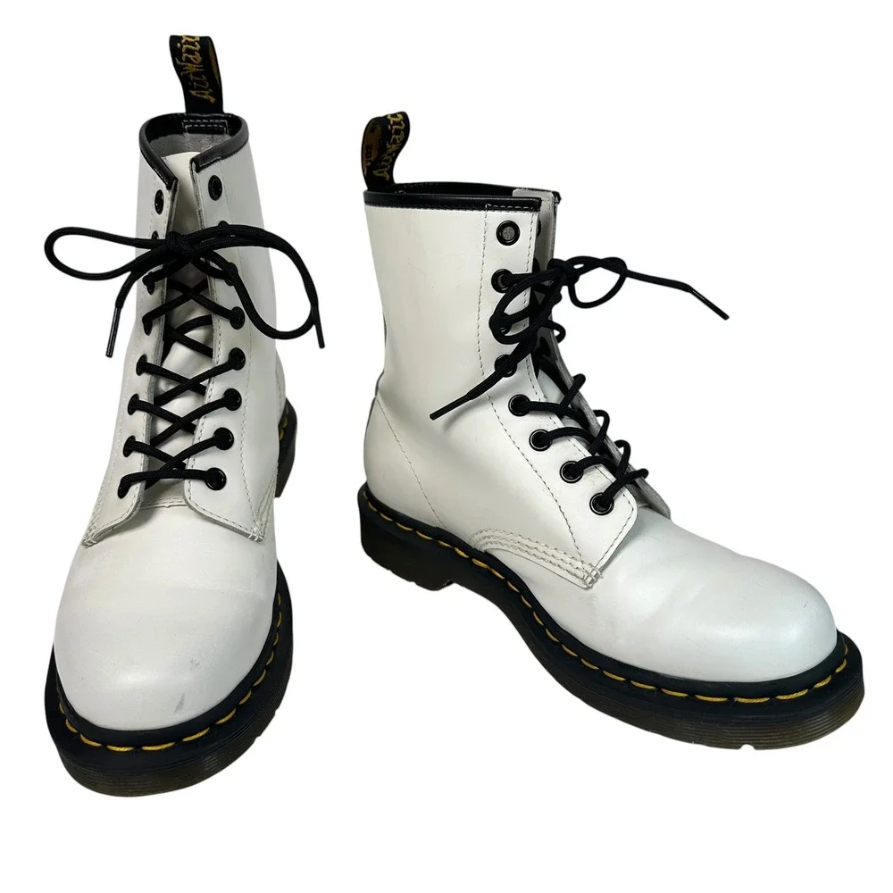 Dr. Martens Combat Boots with Black Laces White Leather 8-Eye s-l400.jpg main image 2